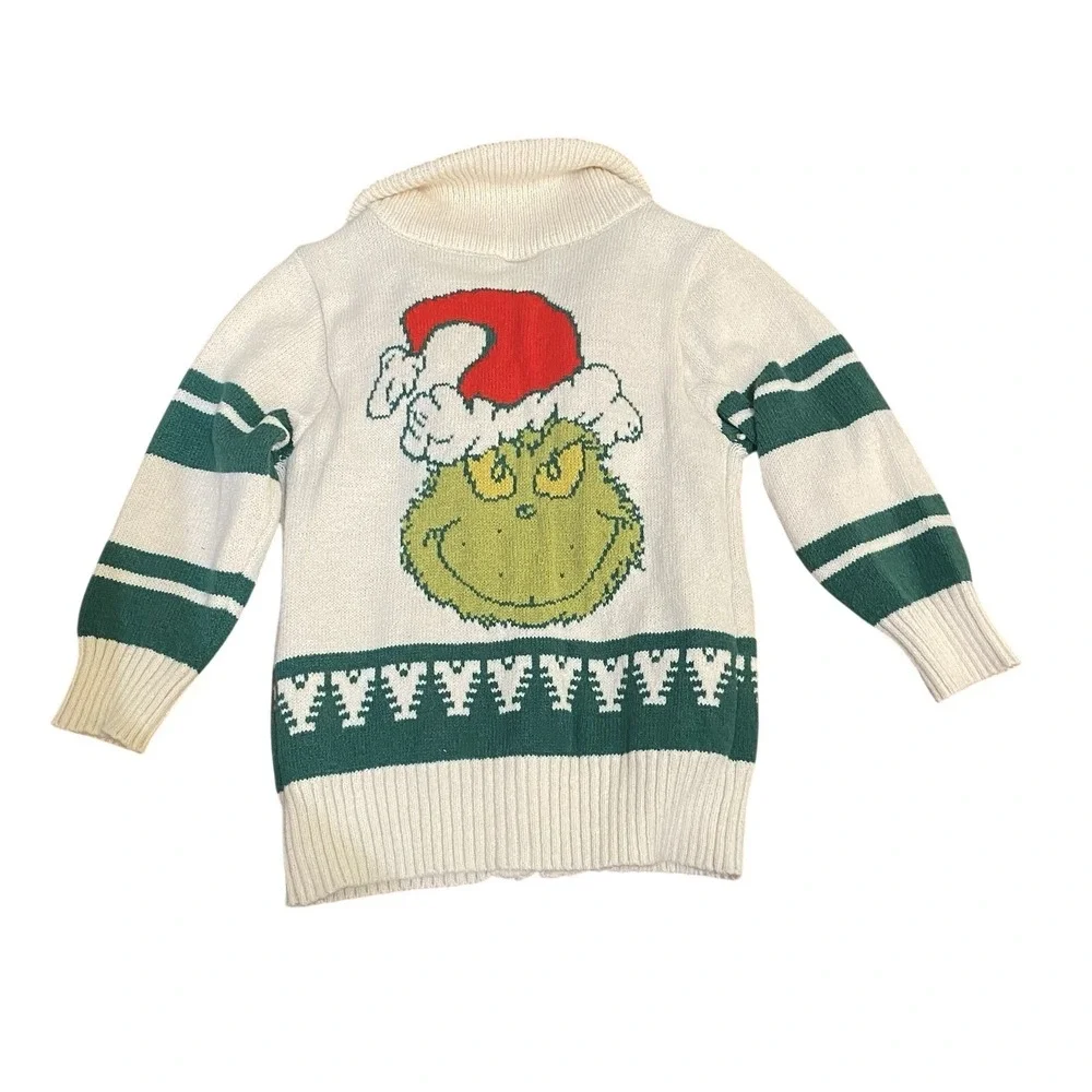 The Grinch‎ Full Zip Cardigan Size 2T Christmas Ugly Sweater Toddler Child